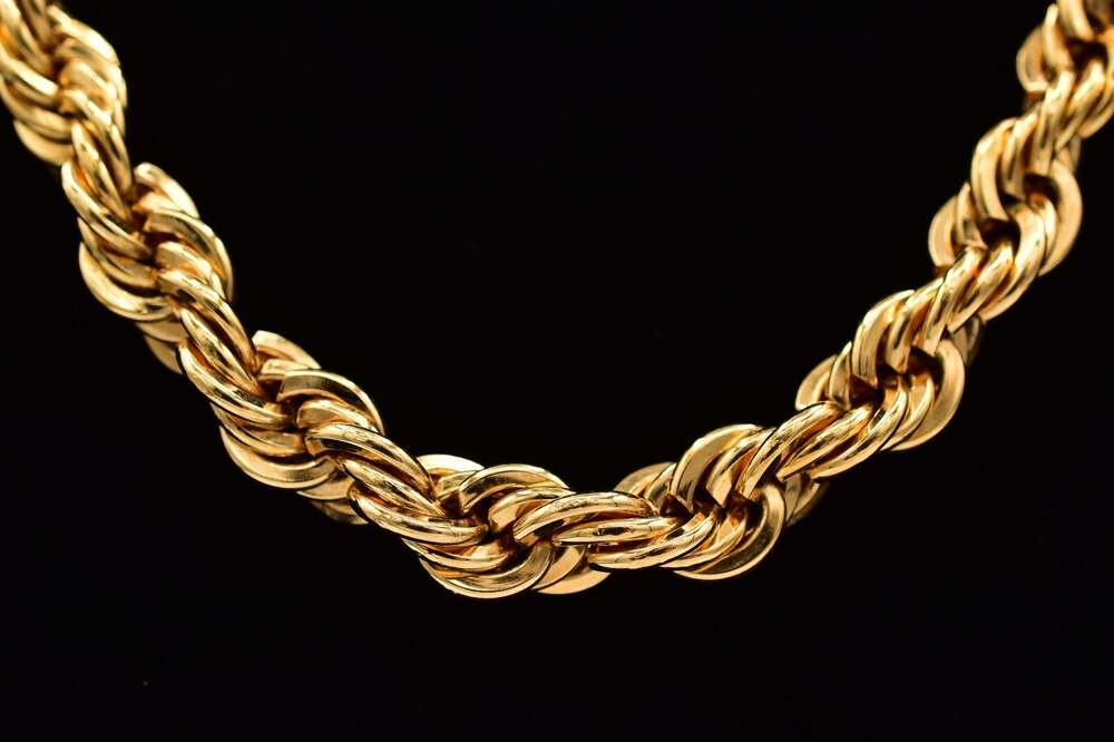 Napier Vintage 30" Heavy Weighted Chain Gold Tone Chunky Rope Signed 1970s BinBN
